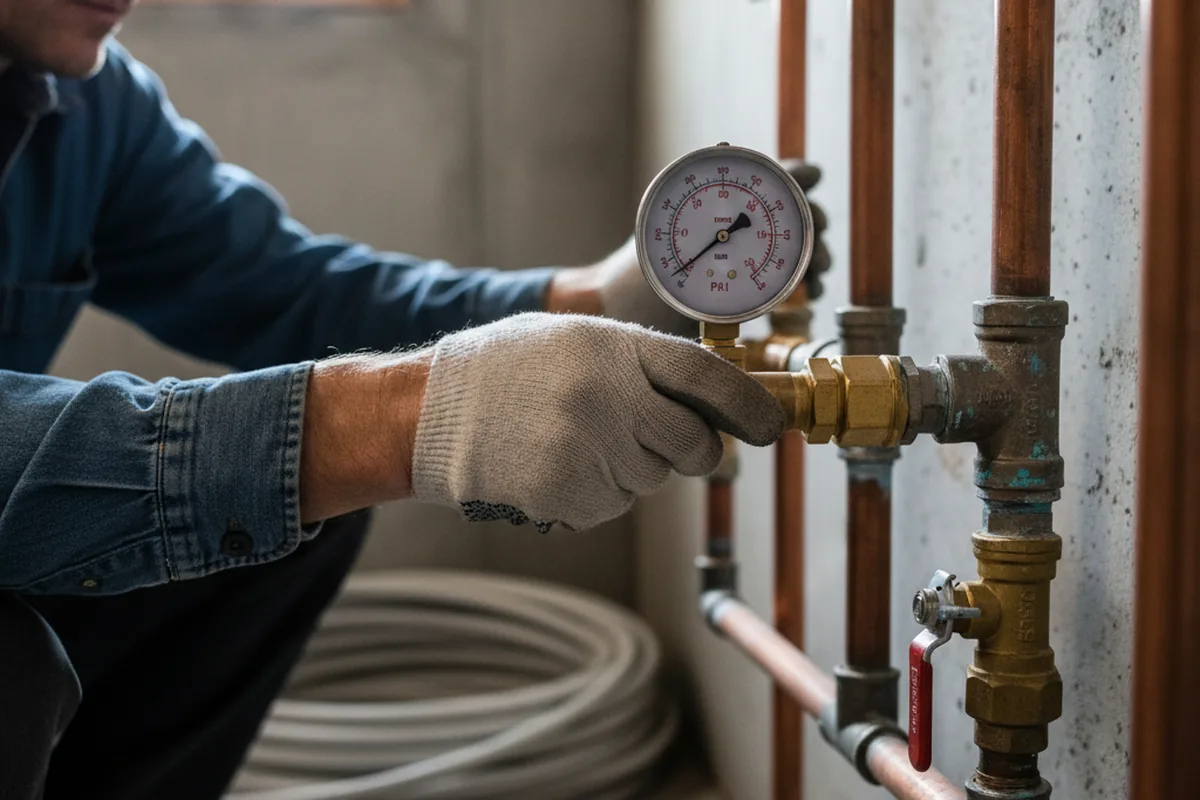 Pressure testing a repaired line during Water Line Repair in Shepherd