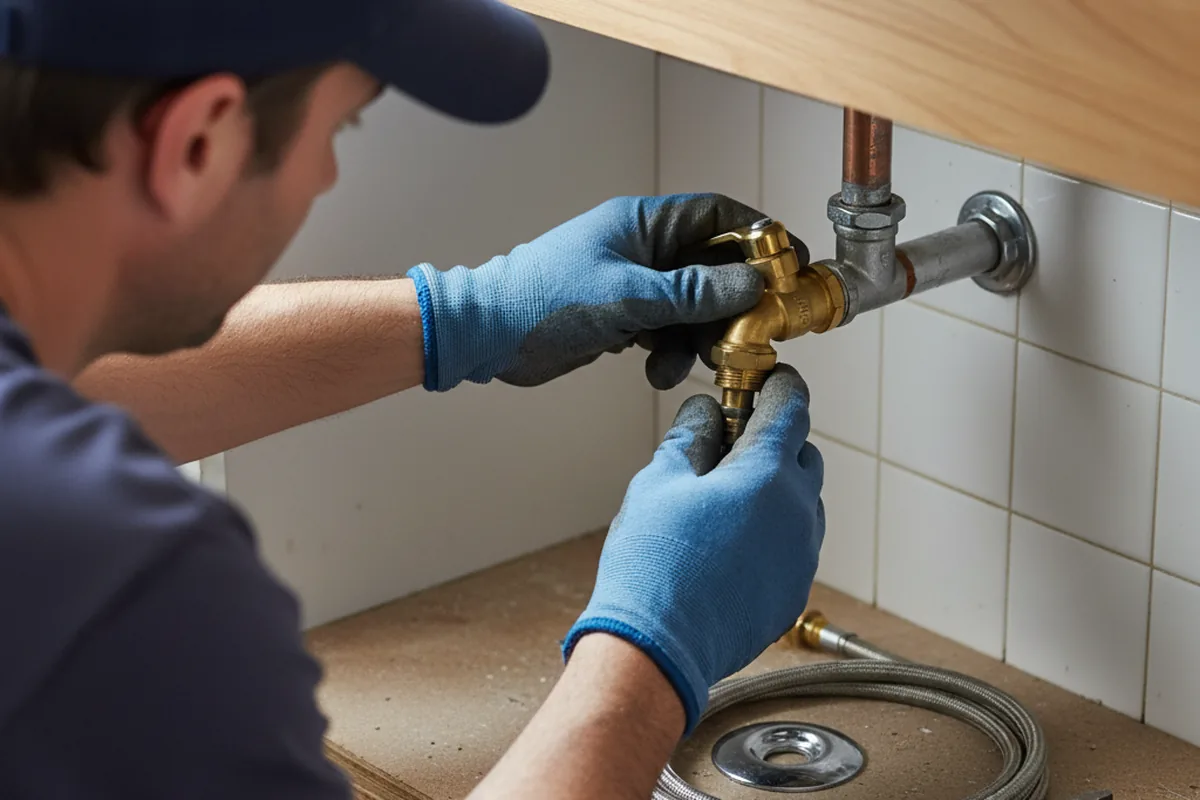 Shutoff valve and fitting work during Burst Pipe Repair in Shepherd